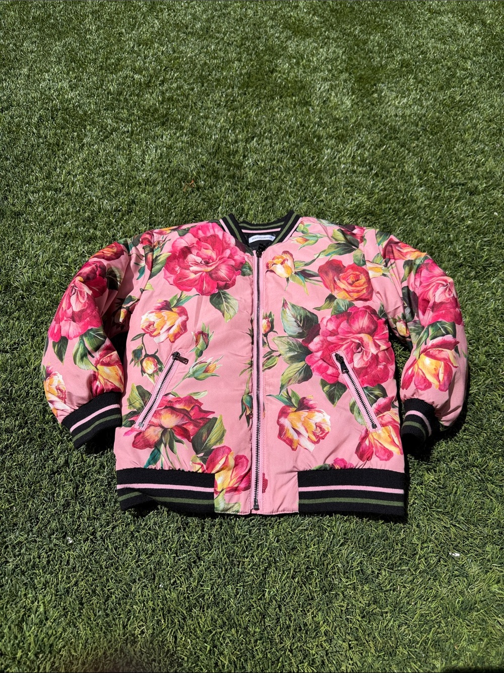 Dolce & Gabbana Pink Floral Quilted Kids Jacket